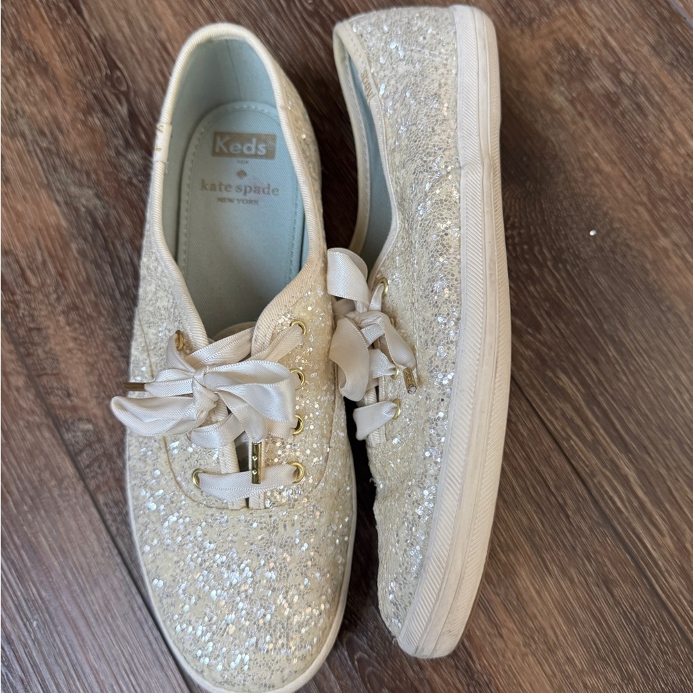 Keds Women's Glitter Sneakers - Cream - Picture 2 of 4